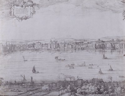 Panorama of London and the Thames, part one showing from Whitehall to Blackfriars by Nicolaes Jansz Visscher